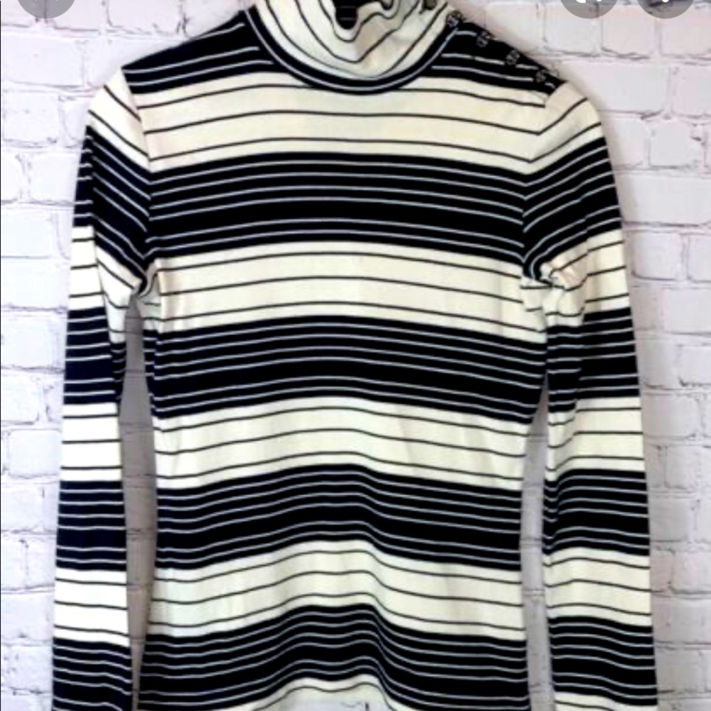 Tory Burch black and cream turtle neck.